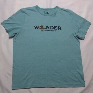 NORTH FACE womens T-SHIRT top WANDER crew neck AQUA soft TEE SIZE L